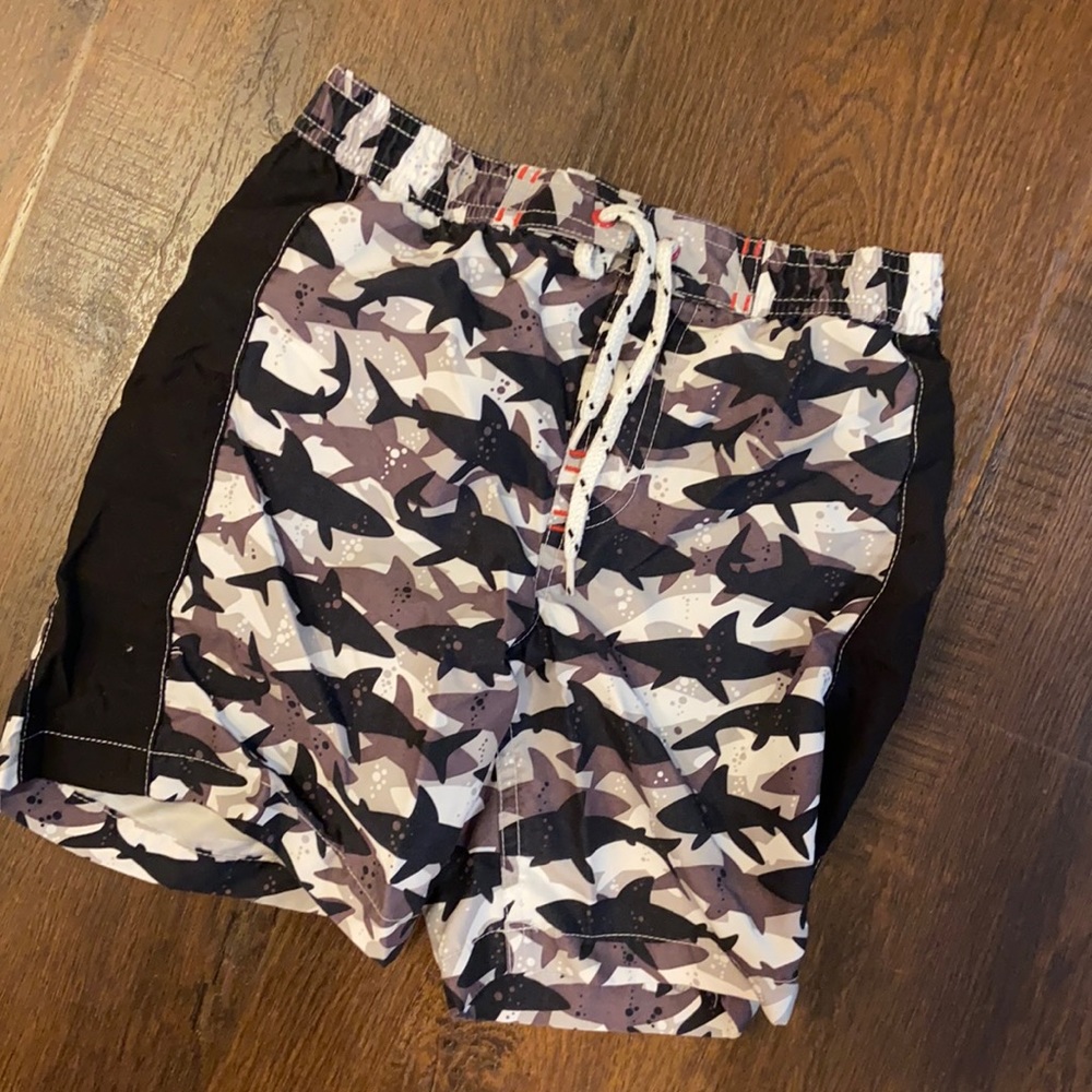 Boys Greendog brown SHARK SWIM TRUNKS SHORTS SZ 4T